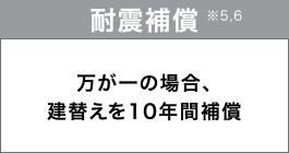 耐震補償
万が一の場合、建替えを10年間補償